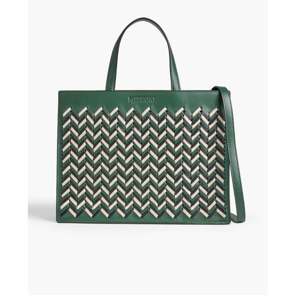 Missoni Emerald Woven Leather Chevron Tote